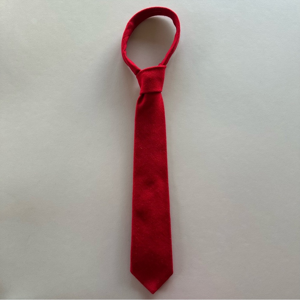 Vintage Yves Saint Laurent Men's Brushed Wool Necktie in Red - Picture 7 of 9